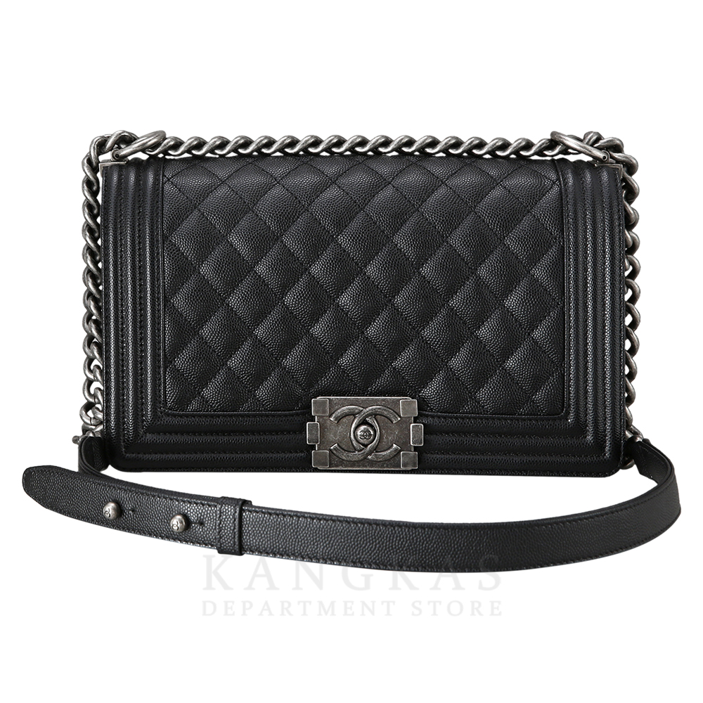 CHANEL(USED)샤넬 보이샤넬 캐비어 미듐 은장