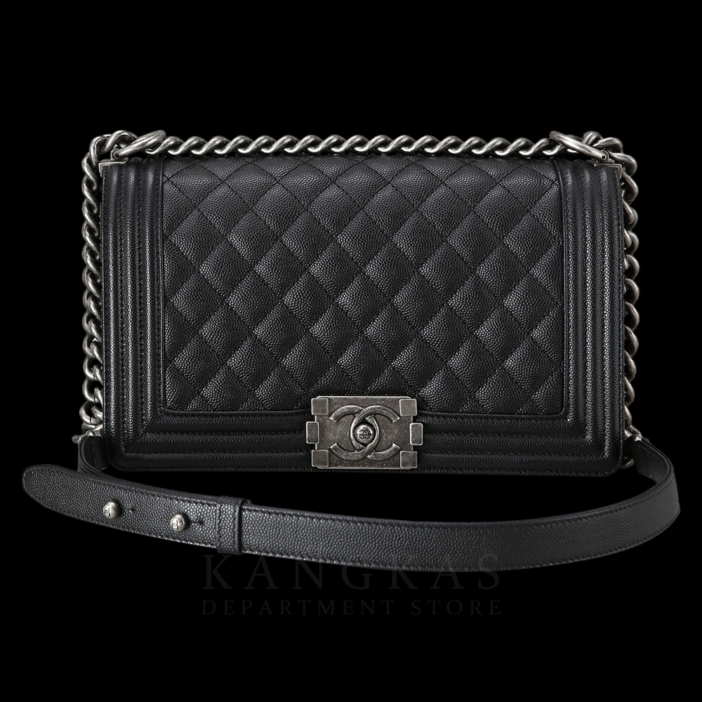 CHANEL(USED)샤넬 보이샤넬 캐비어 미듐 은장