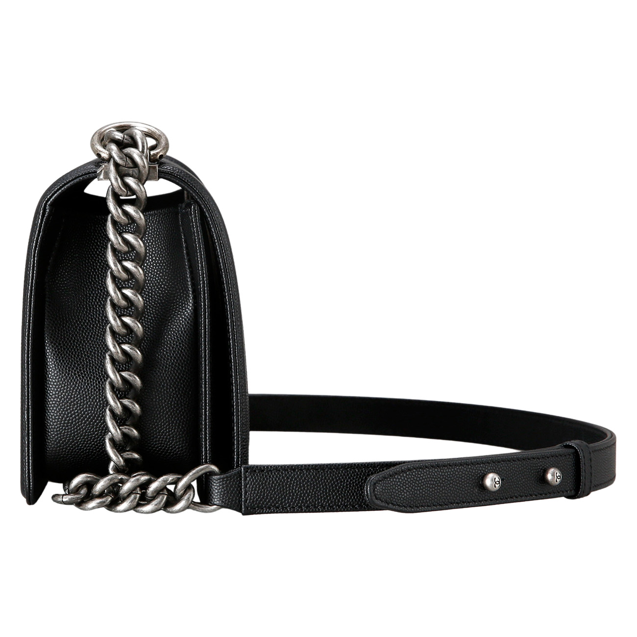 CHANEL(USED)샤넬 보이샤넬 캐비어 미듐 은장