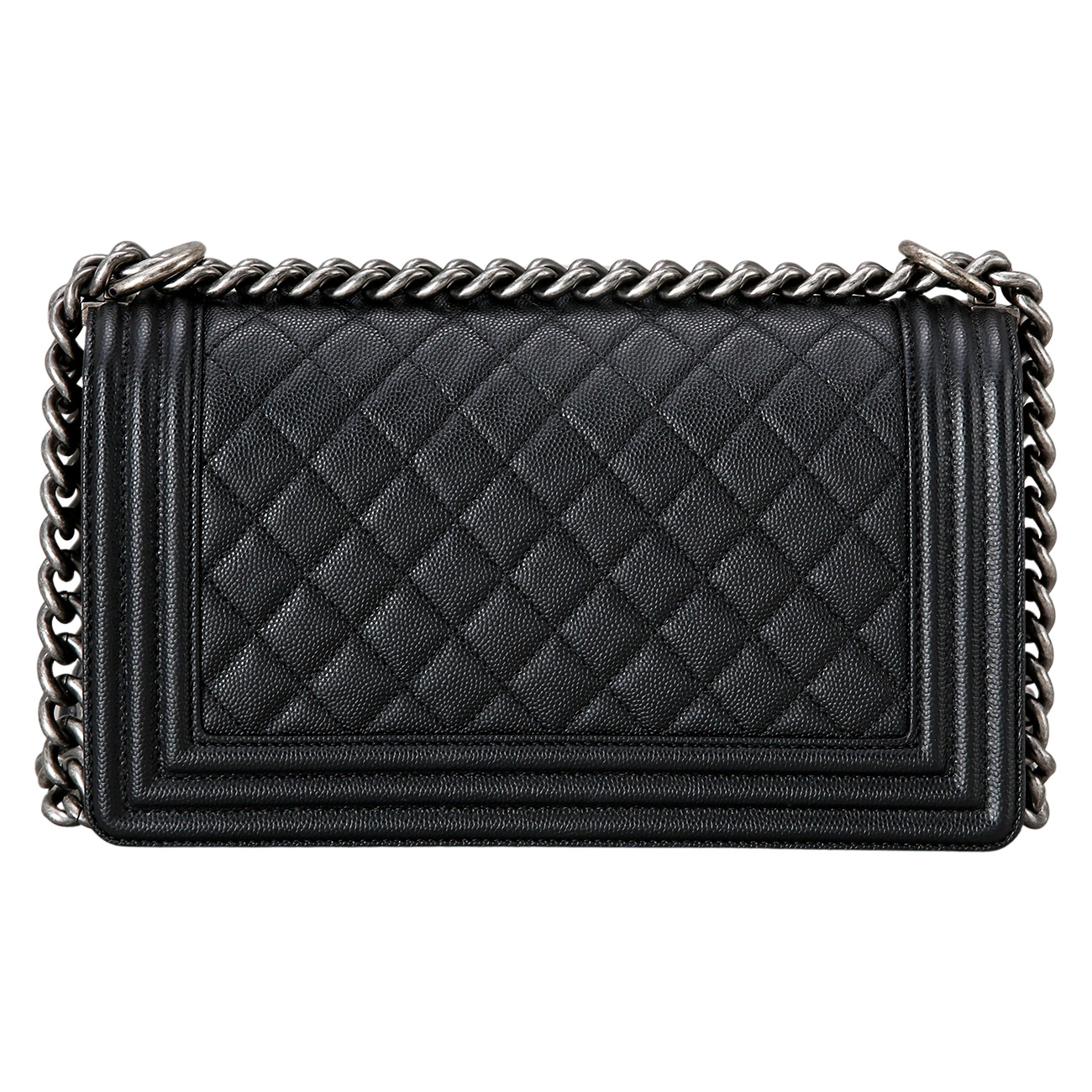 CHANEL(USED)샤넬 보이샤넬 캐비어 미듐 은장