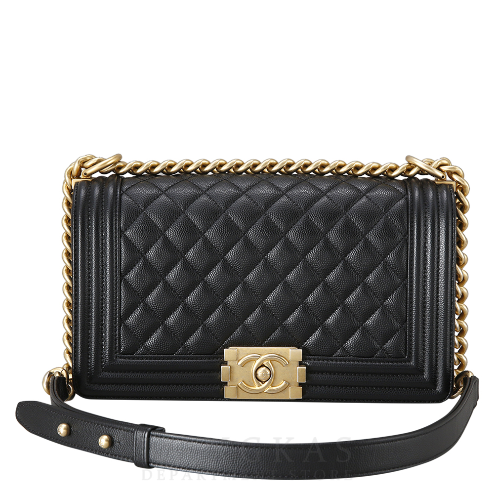 CHANEL(USED)샤넬 보이샤넬 캐비어 미듐 금장