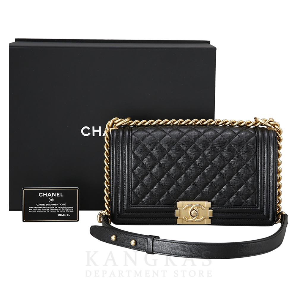 CHANEL(USED)샤넬 보이샤넬 캐비어 미듐 금장