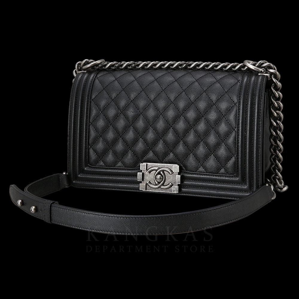 CHANEL(USED)샤넬 보이샤넬 캐비어 미듐 은장