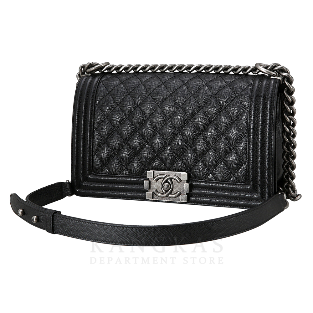 CHANEL(USED)샤넬 보이샤넬 캐비어 미듐 은장