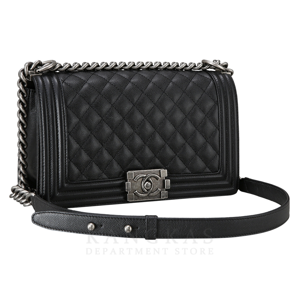 CHANEL(USED)샤넬 보이샤넬 캐비어 미듐 은장