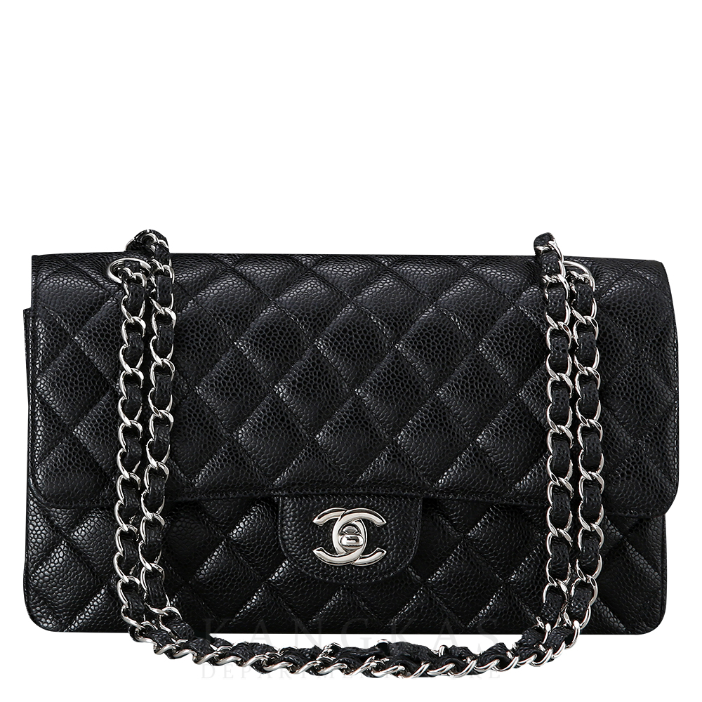 CHANEL(USED)샤넬 클래식 캐비어 미듐 은장