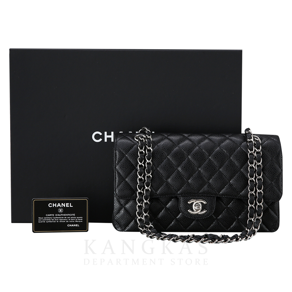 CHANEL(USED)샤넬 클래식 캐비어 미듐 은장