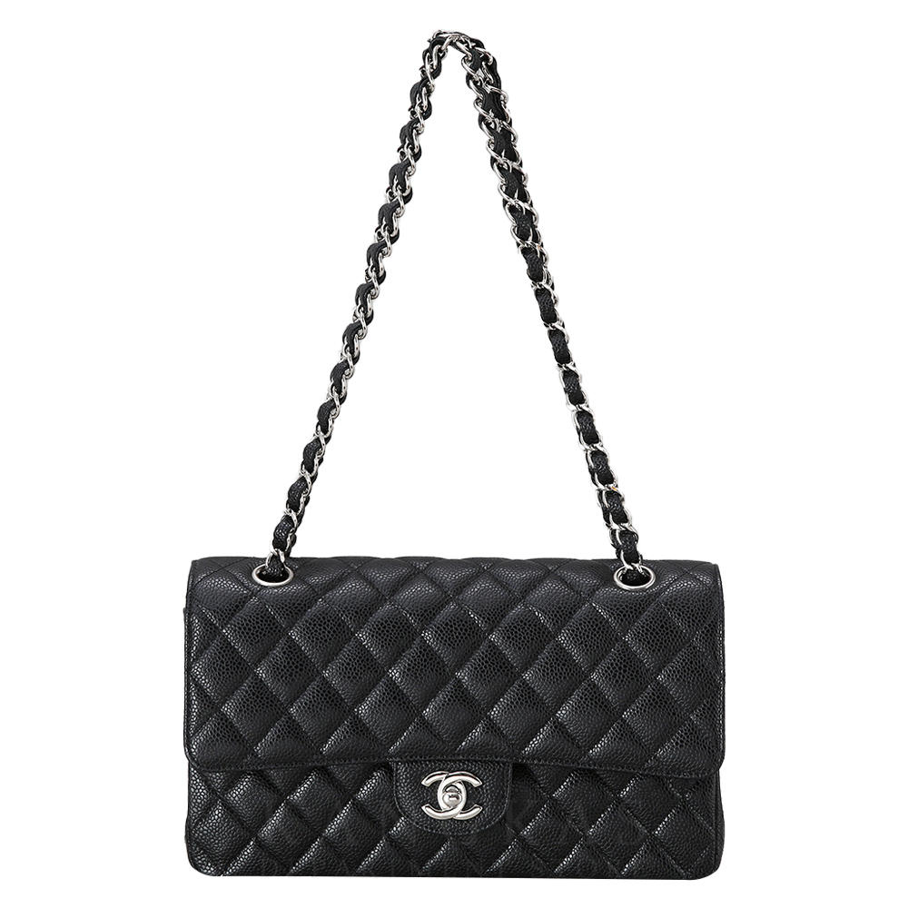 CHANEL(USED)샤넬 클래식 캐비어 미듐 은장