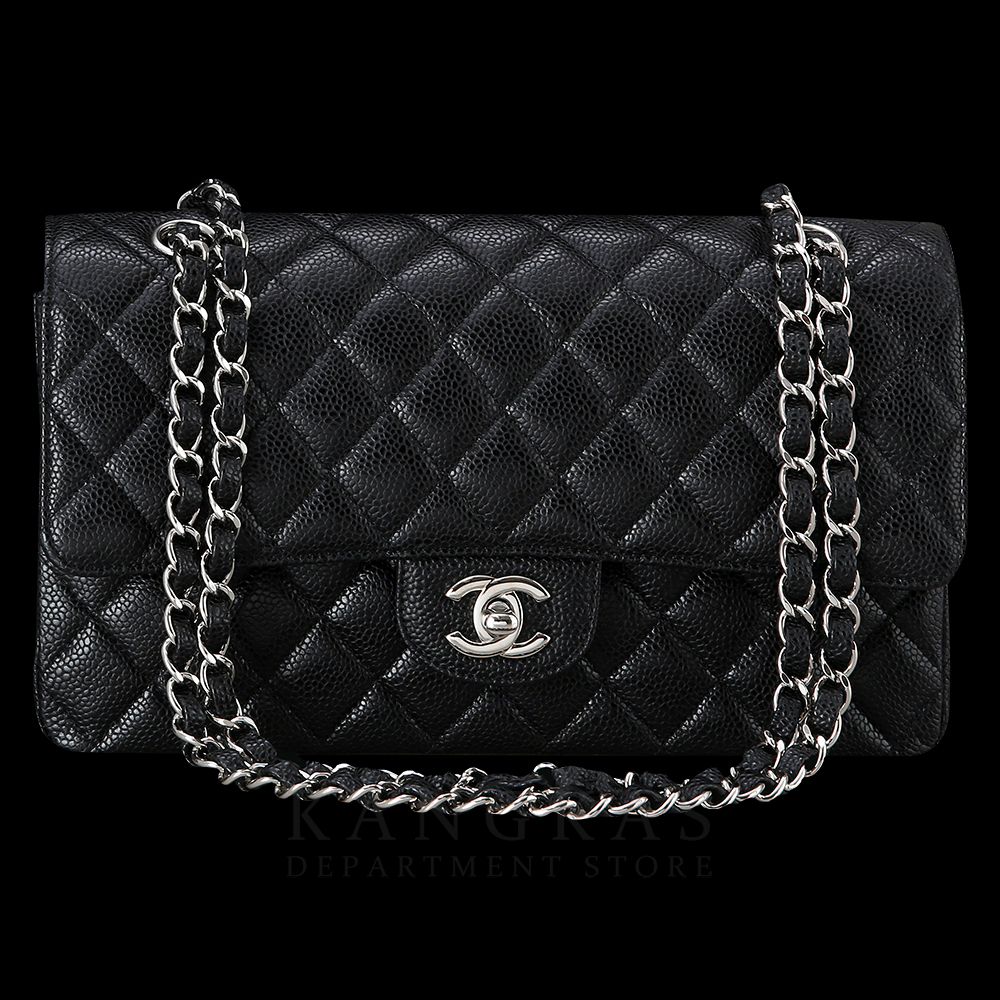 CHANEL(USED)샤넬 클래식 캐비어 미듐 은장