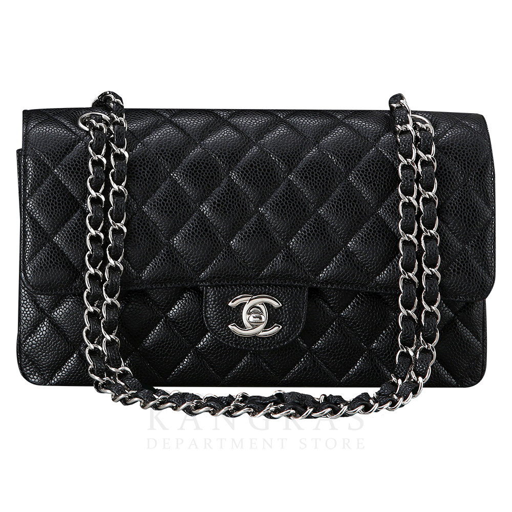 CHANEL(USED)샤넬 클래식 캐비어 미듐 은장