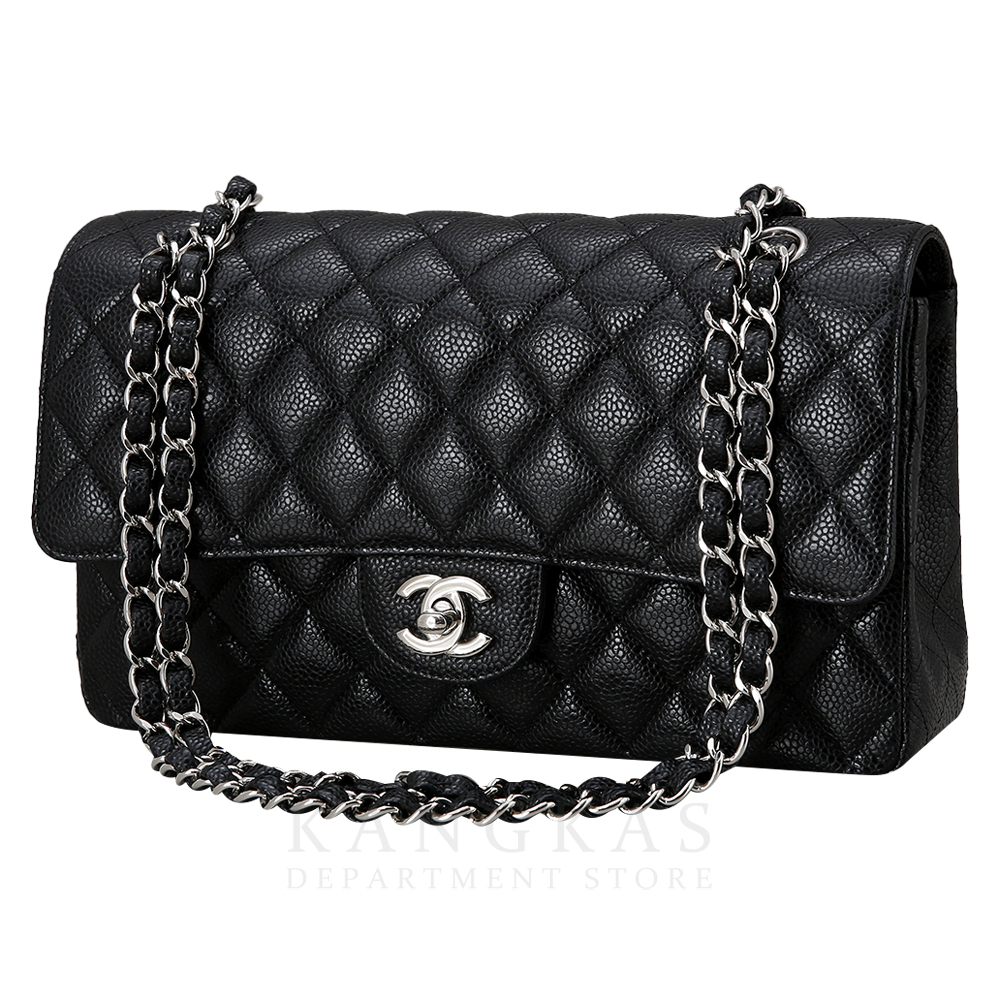 CHANEL(USED)샤넬 클래식 캐비어 미듐 은장