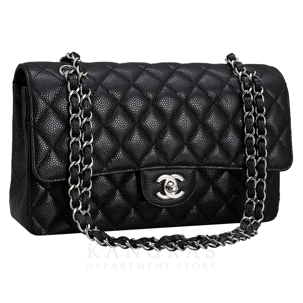 CHANEL(USED)샤넬 클래식 캐비어 미듐 은장
