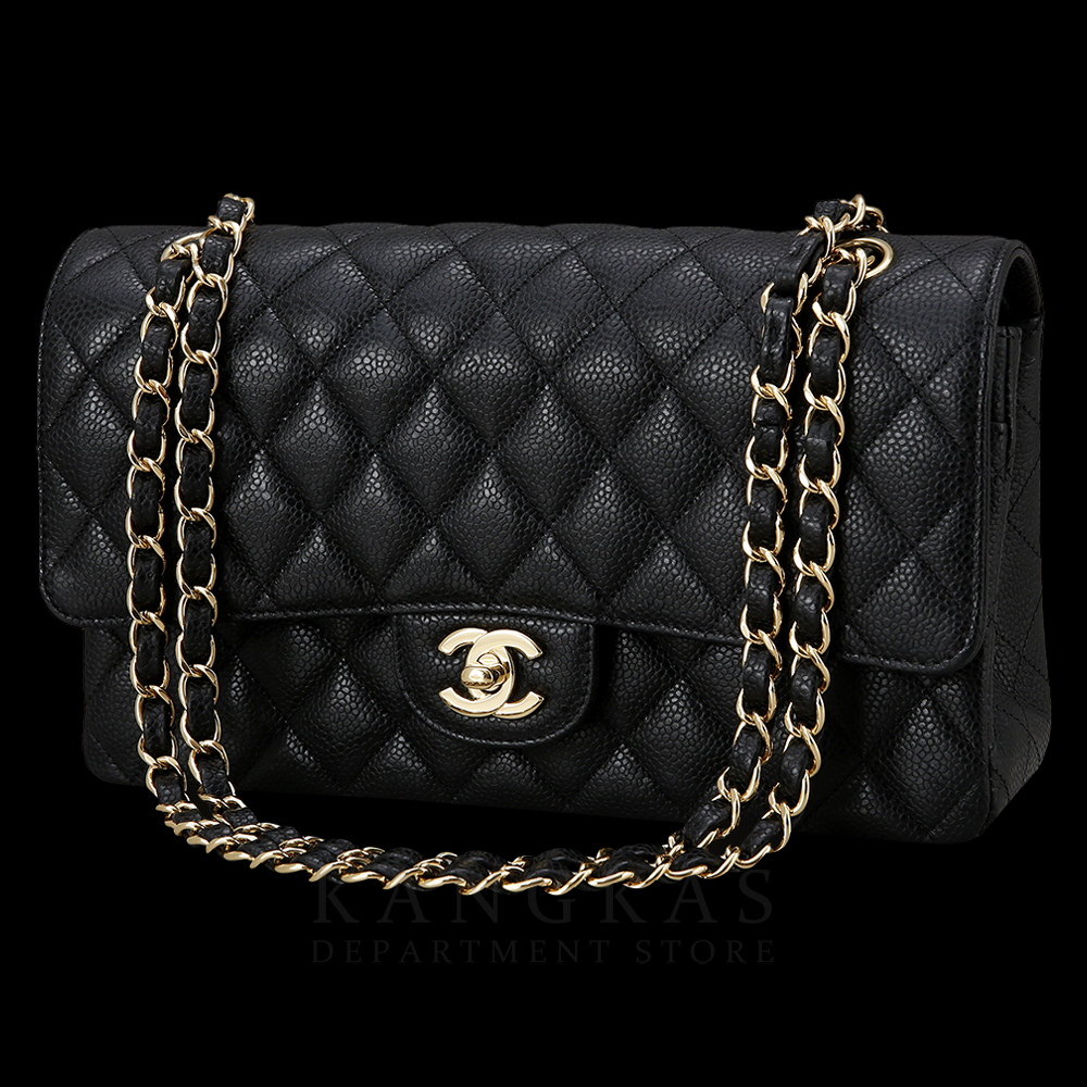 CHANEL(USED)샤넬 클래식 캐비어 미듐 금장