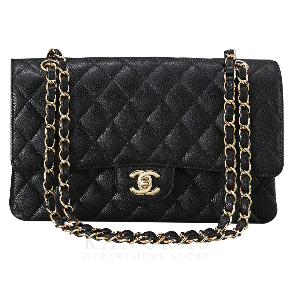 CHANEL(USED)샤넬 클래식 캐비어 미듐 금장