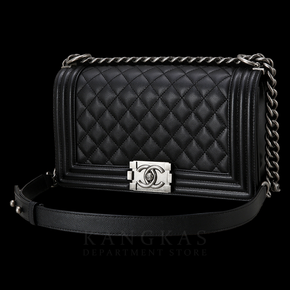CHANEL(USED)샤넬 보이샤넬 캐비어 미듐 은장