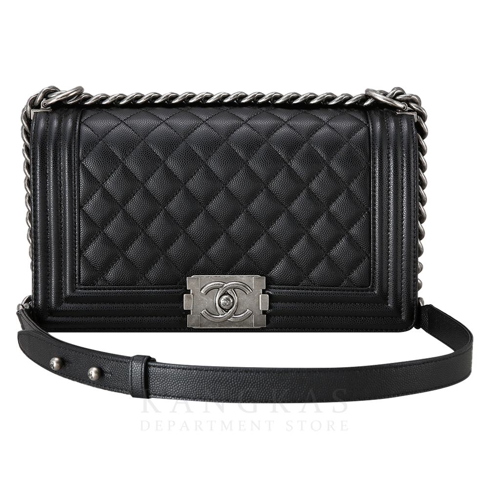 CHANEL(USED)샤넬 보이샤넬 캐비어 미듐 은장