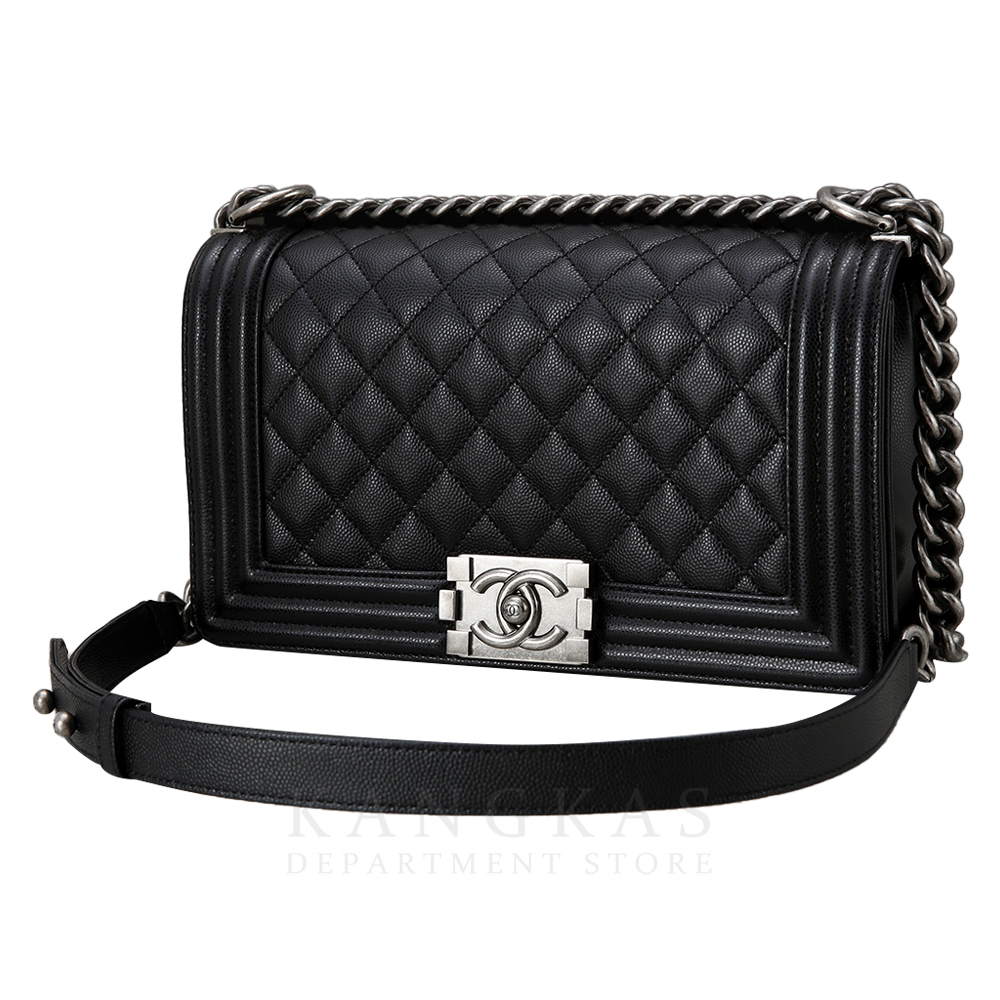 CHANEL(USED)샤넬 보이샤넬 캐비어 미듐 은장