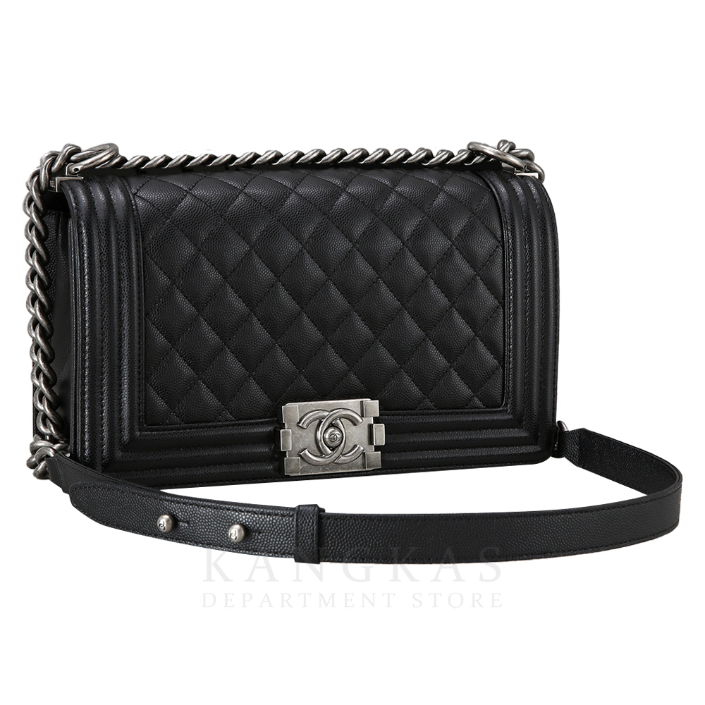 CHANEL(USED)샤넬 보이샤넬 캐비어 미듐 은장