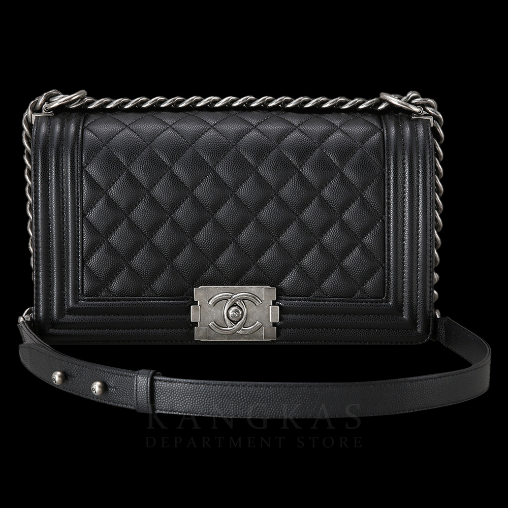 CHANEL(USED)샤넬 보이샤넬 캐비어 미듐 은장