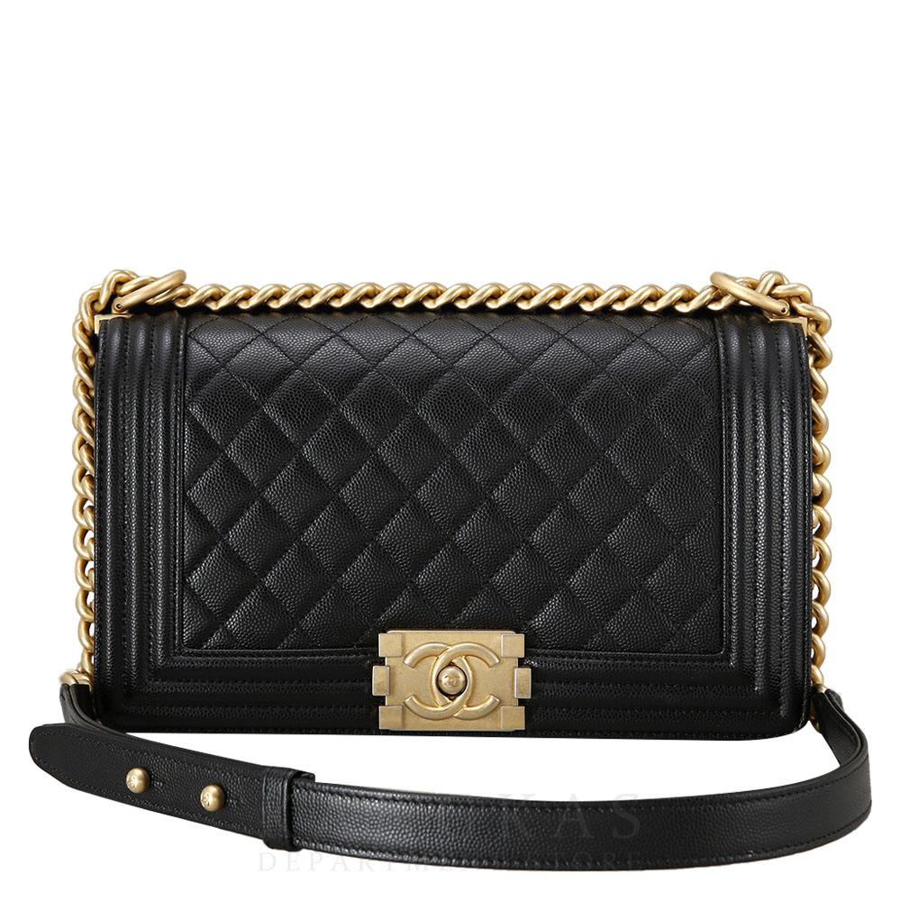 CHANEL(USED)샤넬 보이샤넬 캐비어 미듐 금장