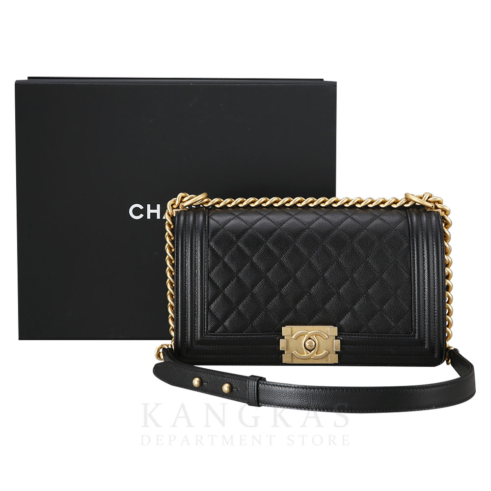 CHANEL(USED)샤넬 보이샤넬 캐비어 미듐 금장