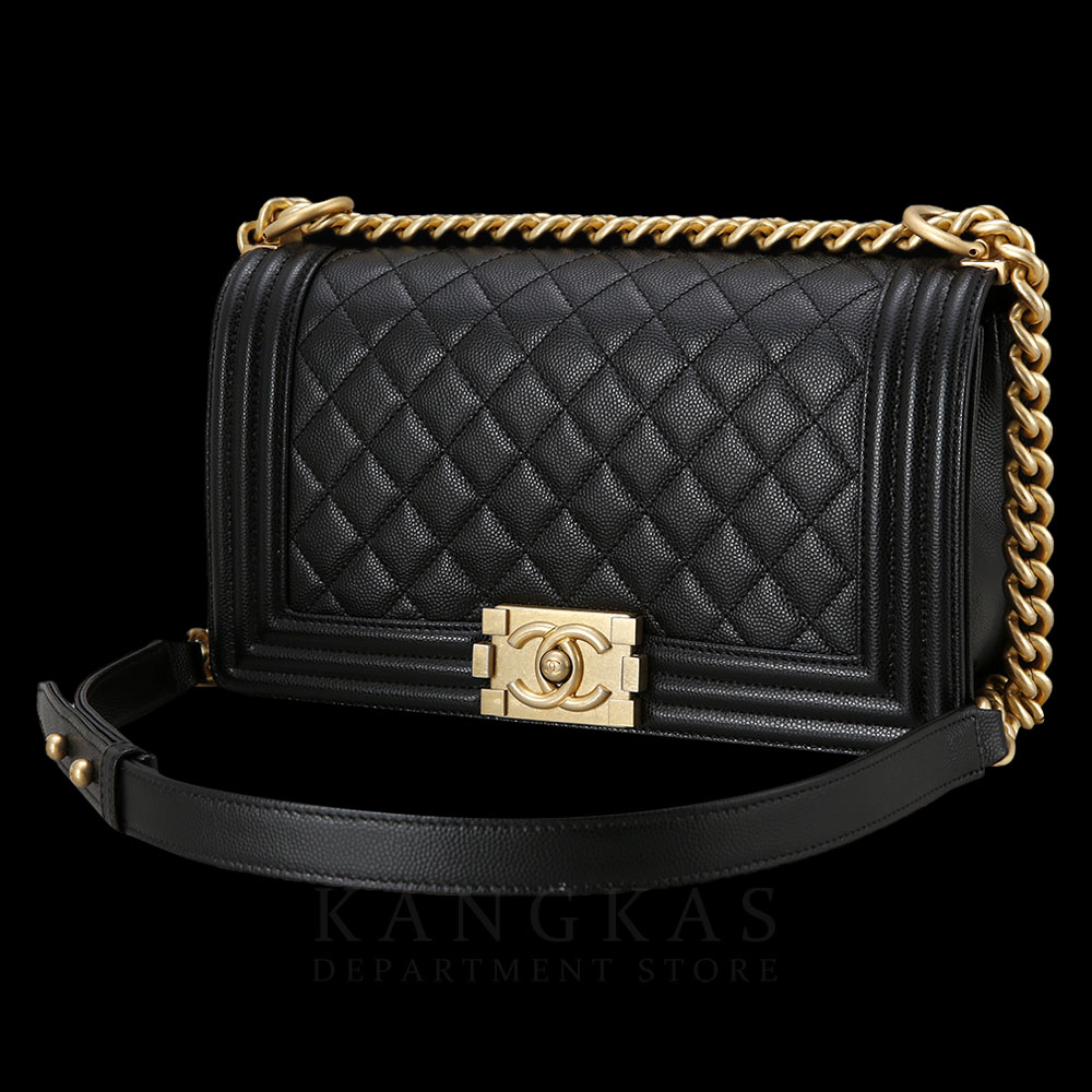 CHANEL(USED)샤넬 보이샤넬 캐비어 미듐 금장