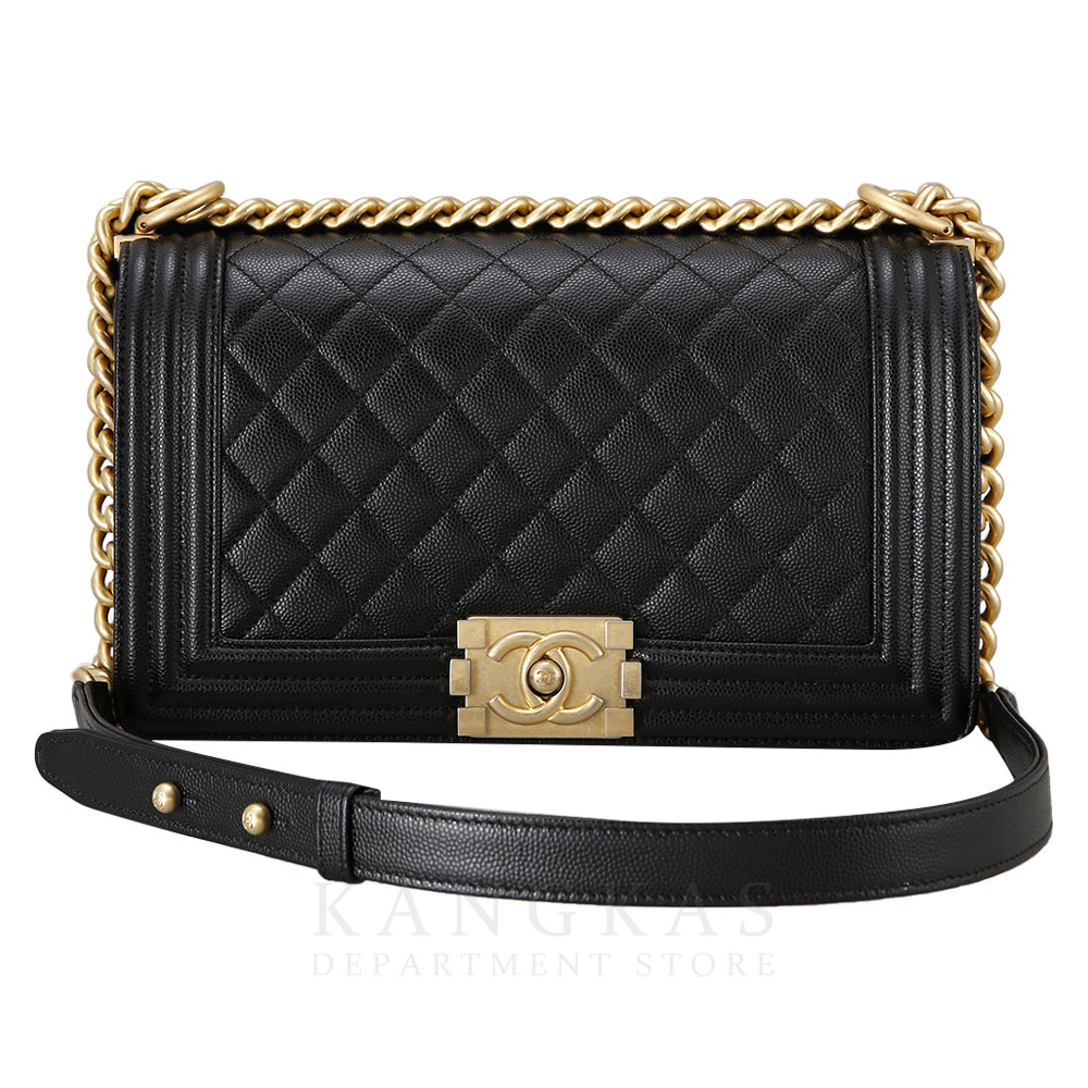 CHANEL(USED)샤넬 보이샤넬 캐비어 미듐 금장
