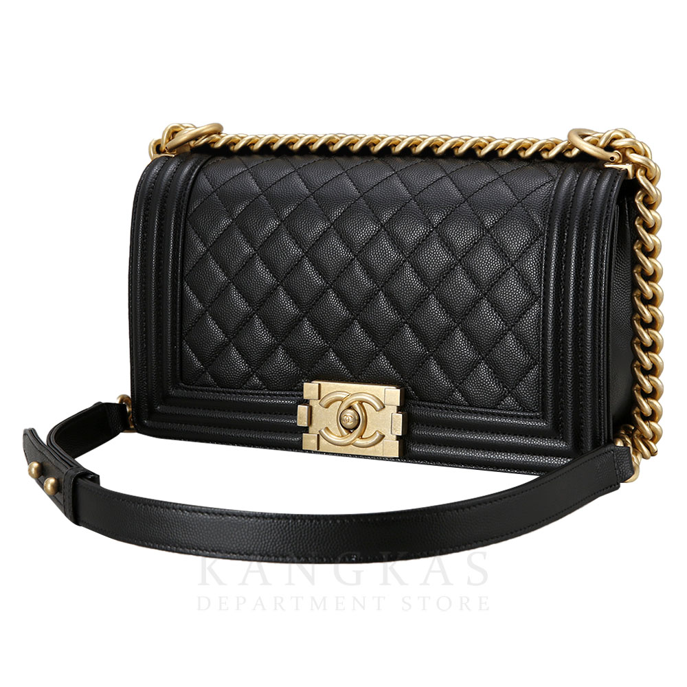 CHANEL(USED)샤넬 보이샤넬 캐비어 미듐 금장