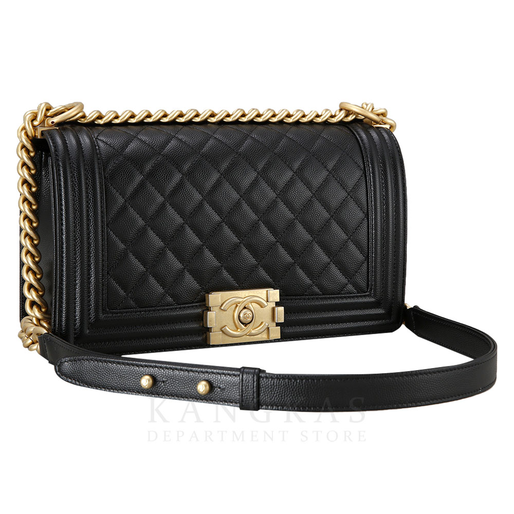 CHANEL(USED)샤넬 보이샤넬 캐비어 미듐 금장