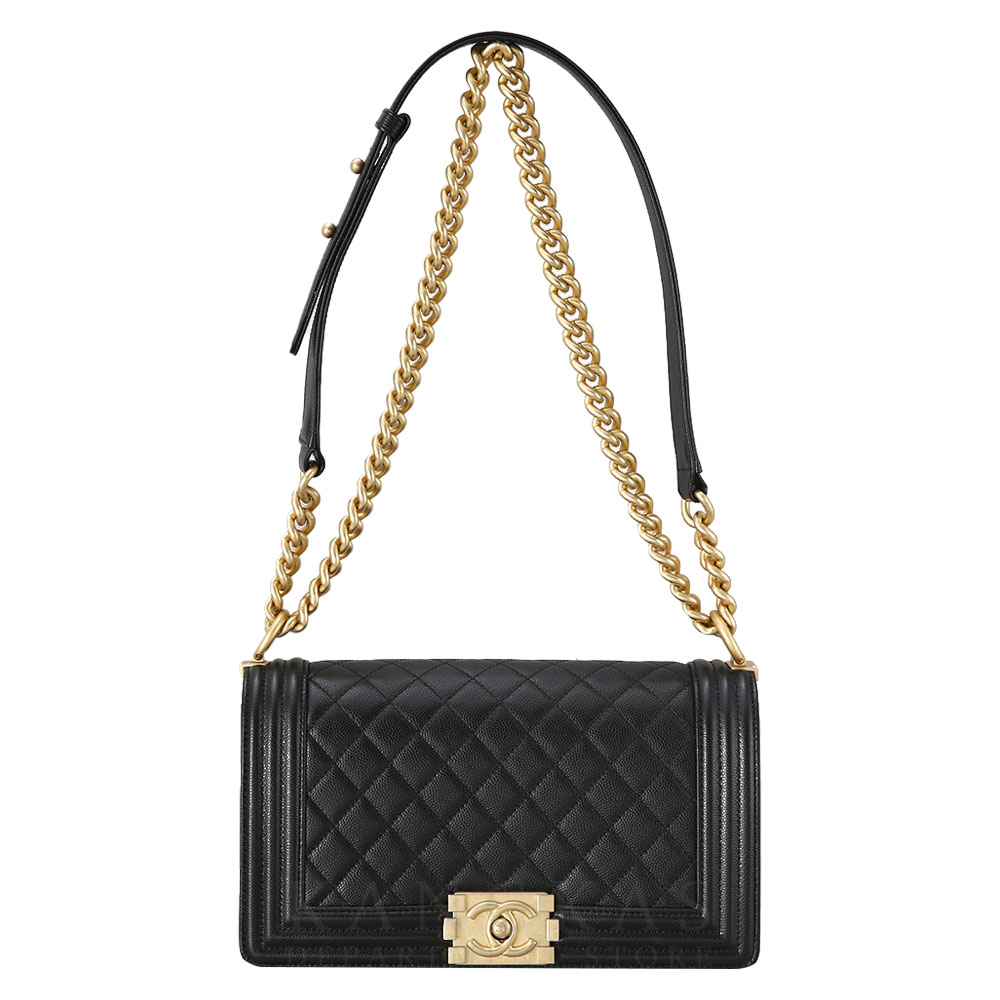 CHANEL(USED)샤넬 보이샤넬 캐비어 미듐 금장