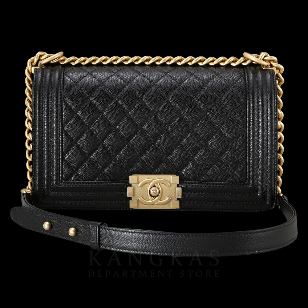 CHANEL(USED)샤넬 보이샤넬 캐비어 미듐 금장