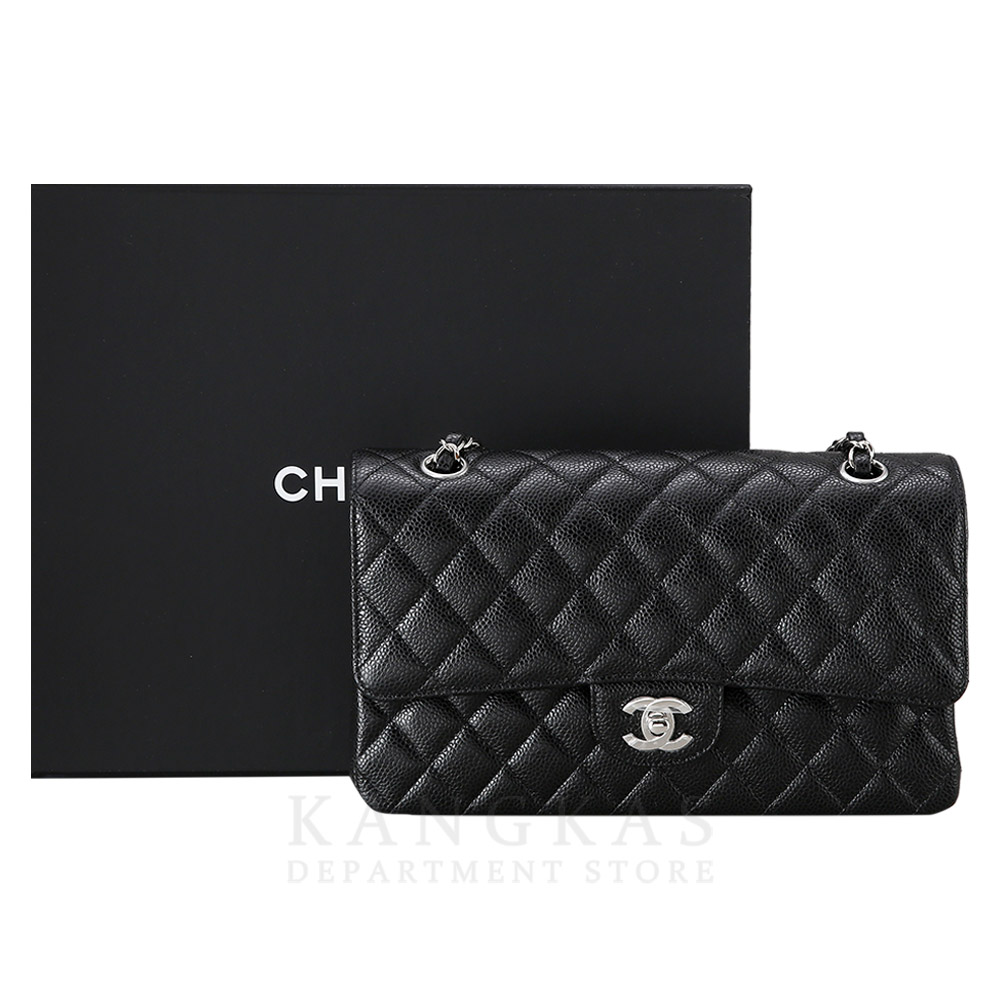 CHANEL(USED)샤넬 클래식 캐비어 미듐 은장