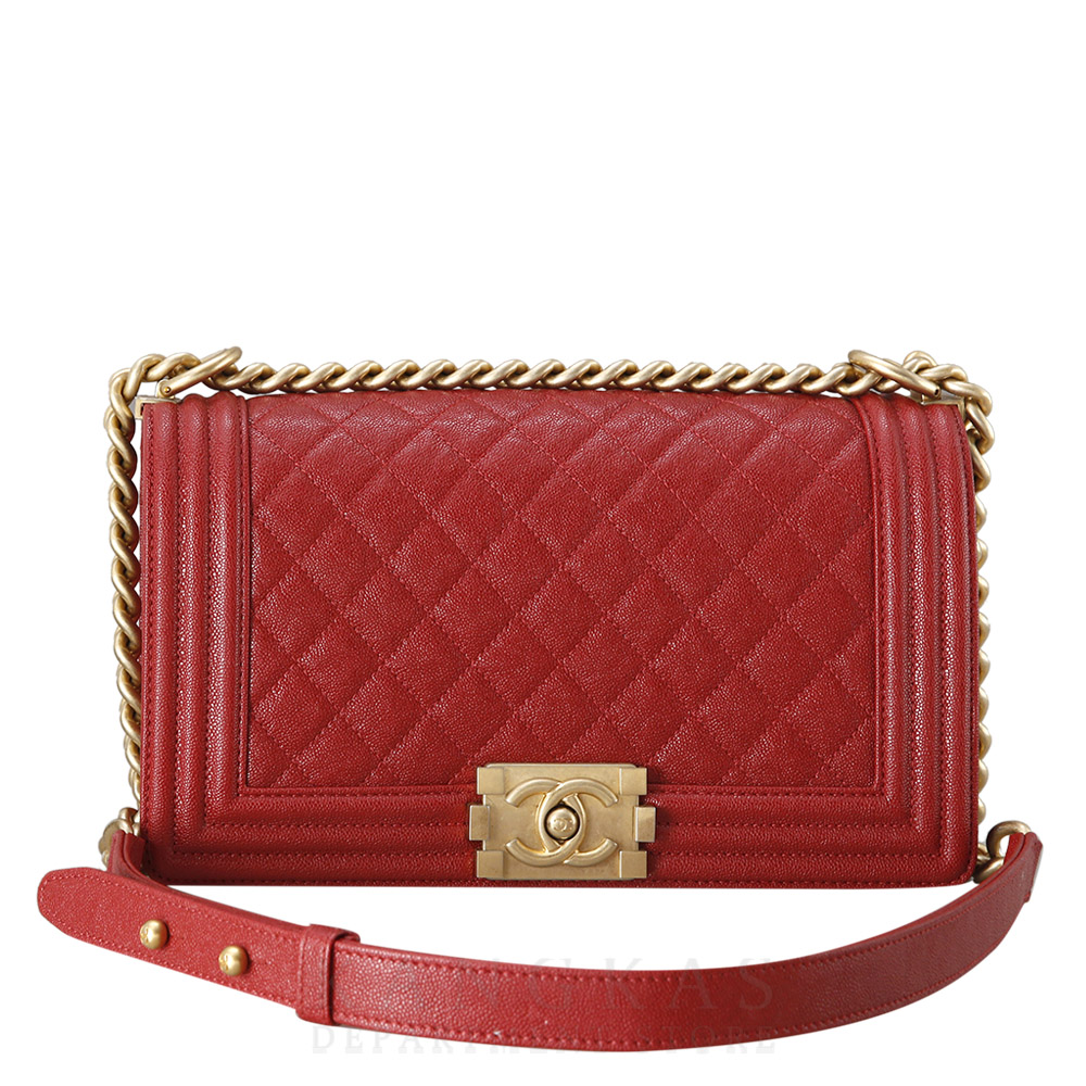 CHANEL(USED)샤넬 보이샤넬 캐비어 미듐 레드