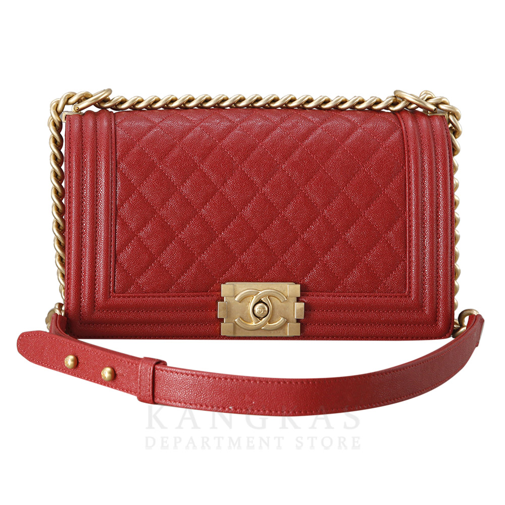 CHANEL(USED)샤넬 보이샤넬 캐비어 미듐 레드