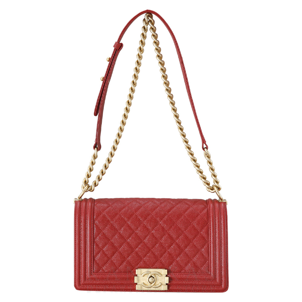 CHANEL(USED)샤넬 보이샤넬 캐비어 미듐 레드