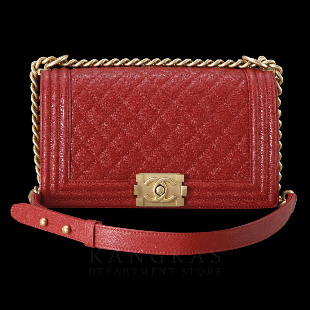 CHANEL(USED)샤넬 보이샤넬 캐비어 미듐 레드