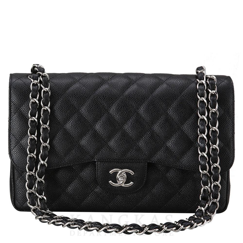 CHANEL(USED)샤넬 클래식 캐비어 점보 블랙 은장