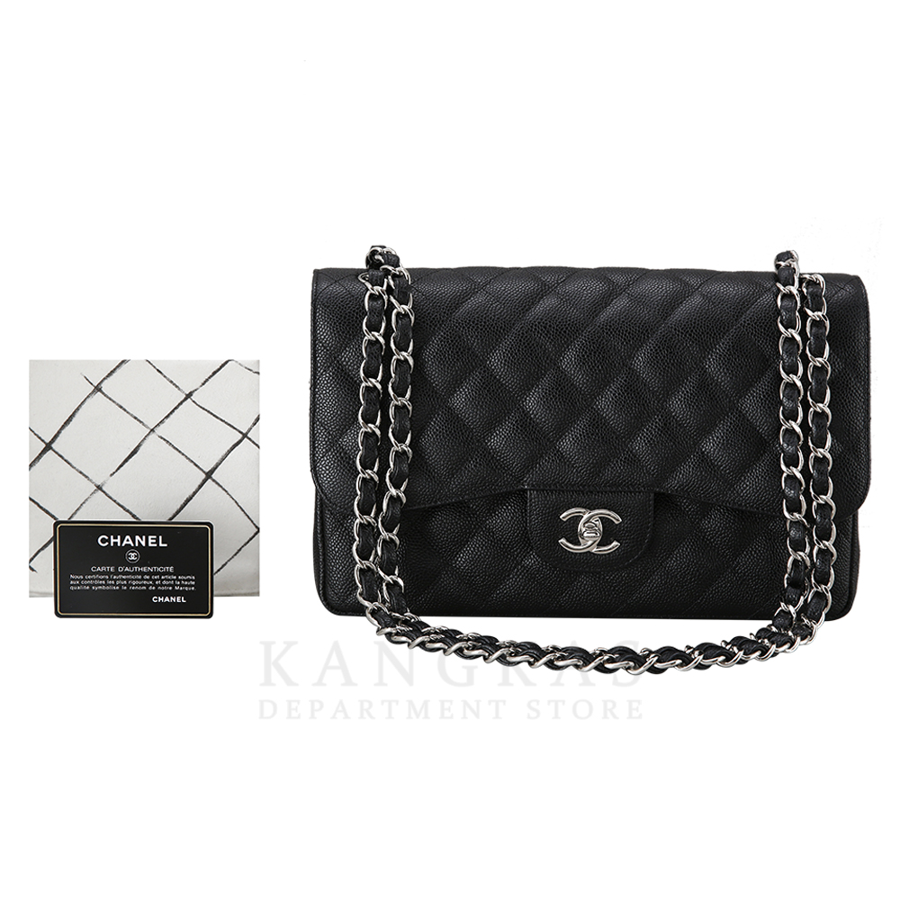 CHANEL(USED)샤넬 클래식 캐비어 점보 블랙 은장