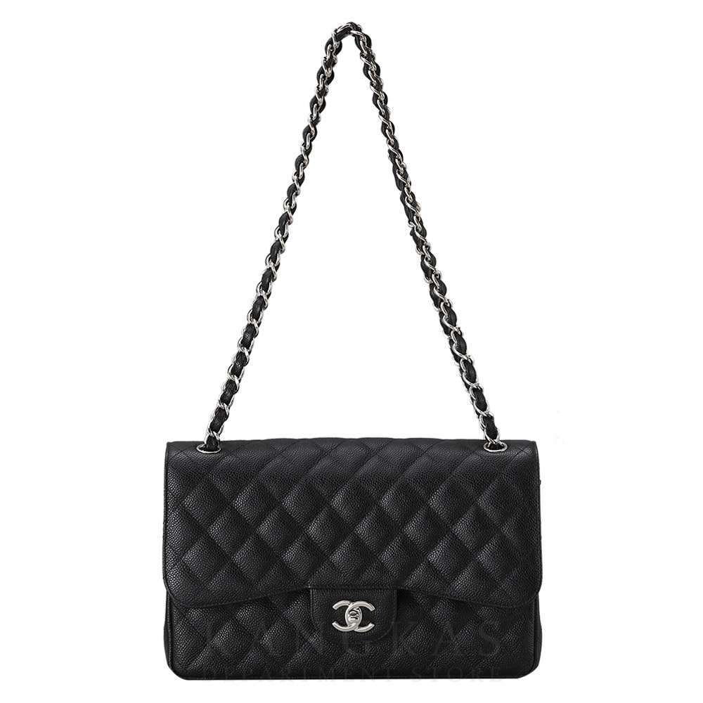 CHANEL(USED)샤넬 클래식 캐비어 점보 블랙 은장