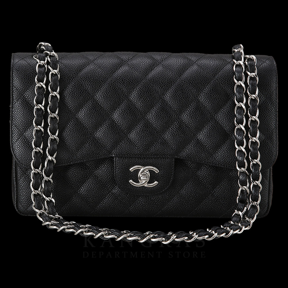 CHANEL(USED)샤넬 클래식 캐비어 점보 블랙 은장