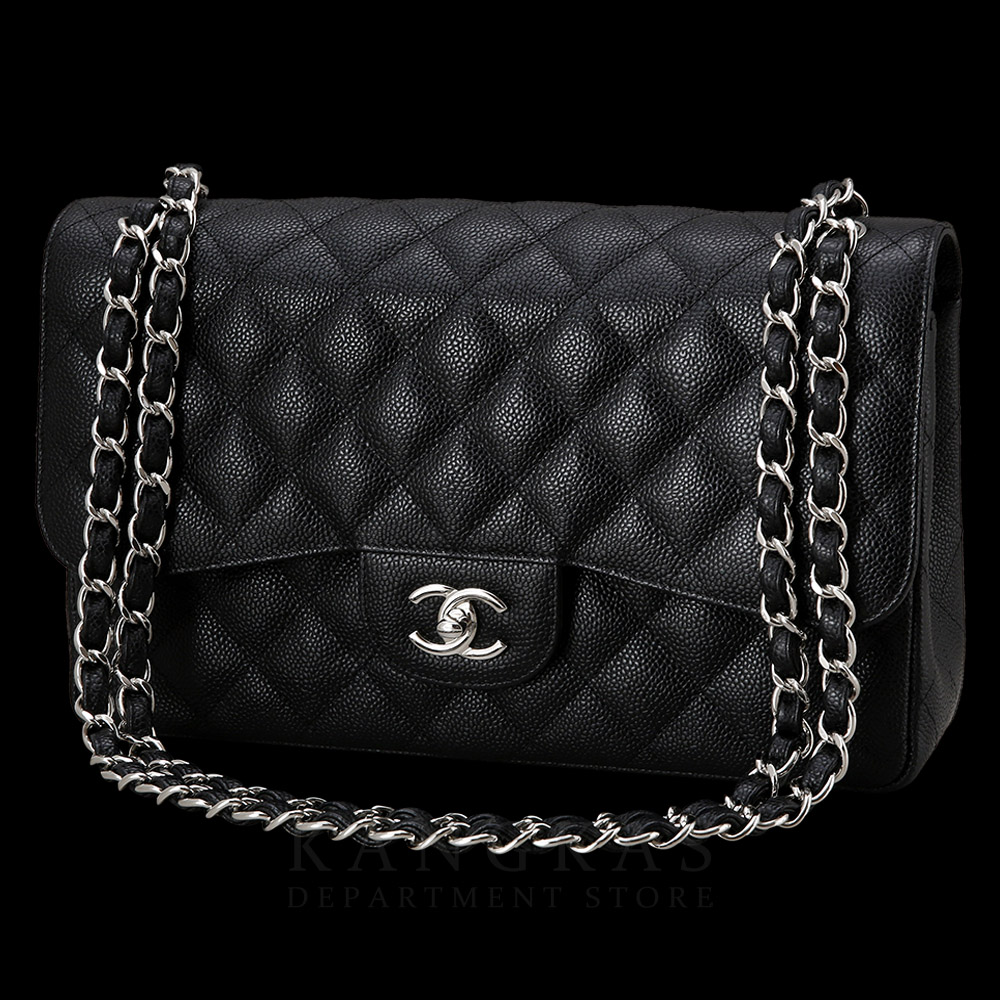 CHANEL(USED)샤넬 클래식 캐비어 점보 블랙 은장