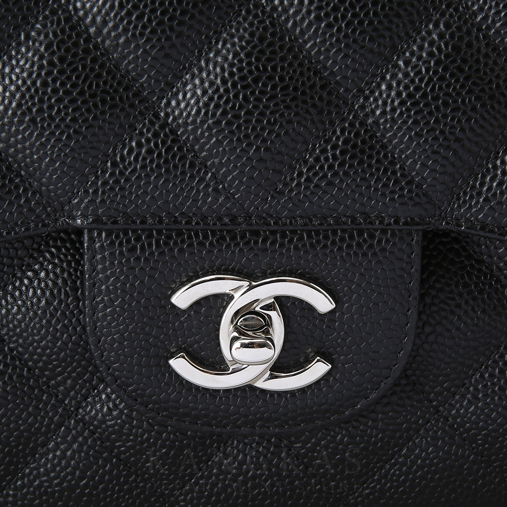 CHANEL(USED)샤넬 클래식 캐비어 점보 블랙 은장