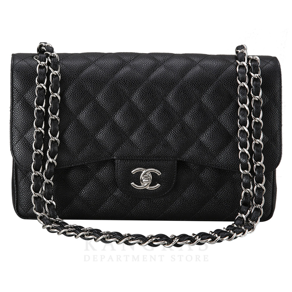 CHANEL(USED)샤넬 클래식 캐비어 점보 블랙 은장
