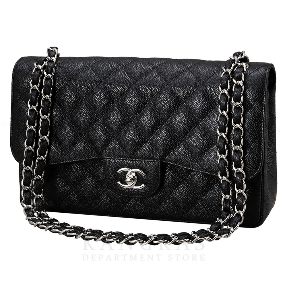 CHANEL(USED)샤넬 클래식 캐비어 점보 블랙 은장