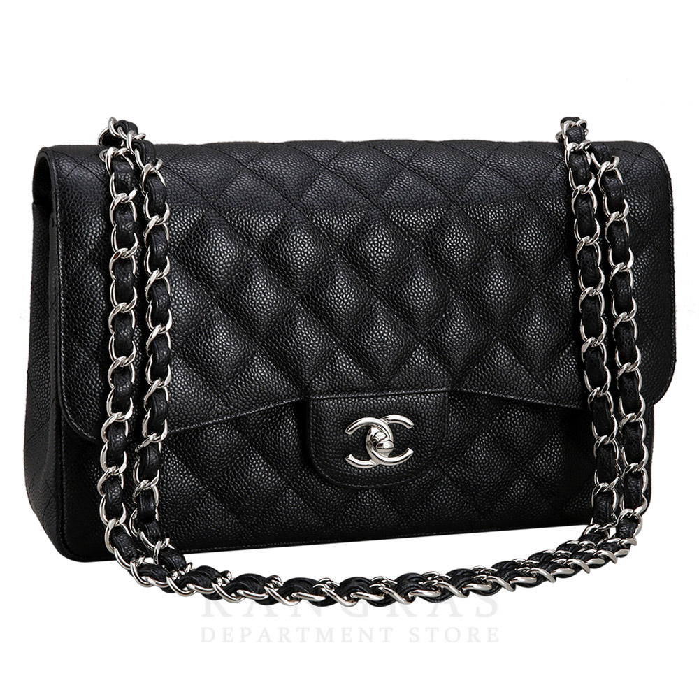 CHANEL(USED)샤넬 클래식 캐비어 점보 블랙 은장