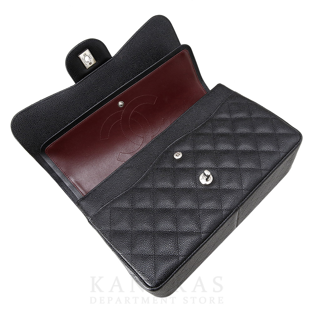 CHANEL(USED)샤넬 클래식 캐비어 점보 블랙 은장