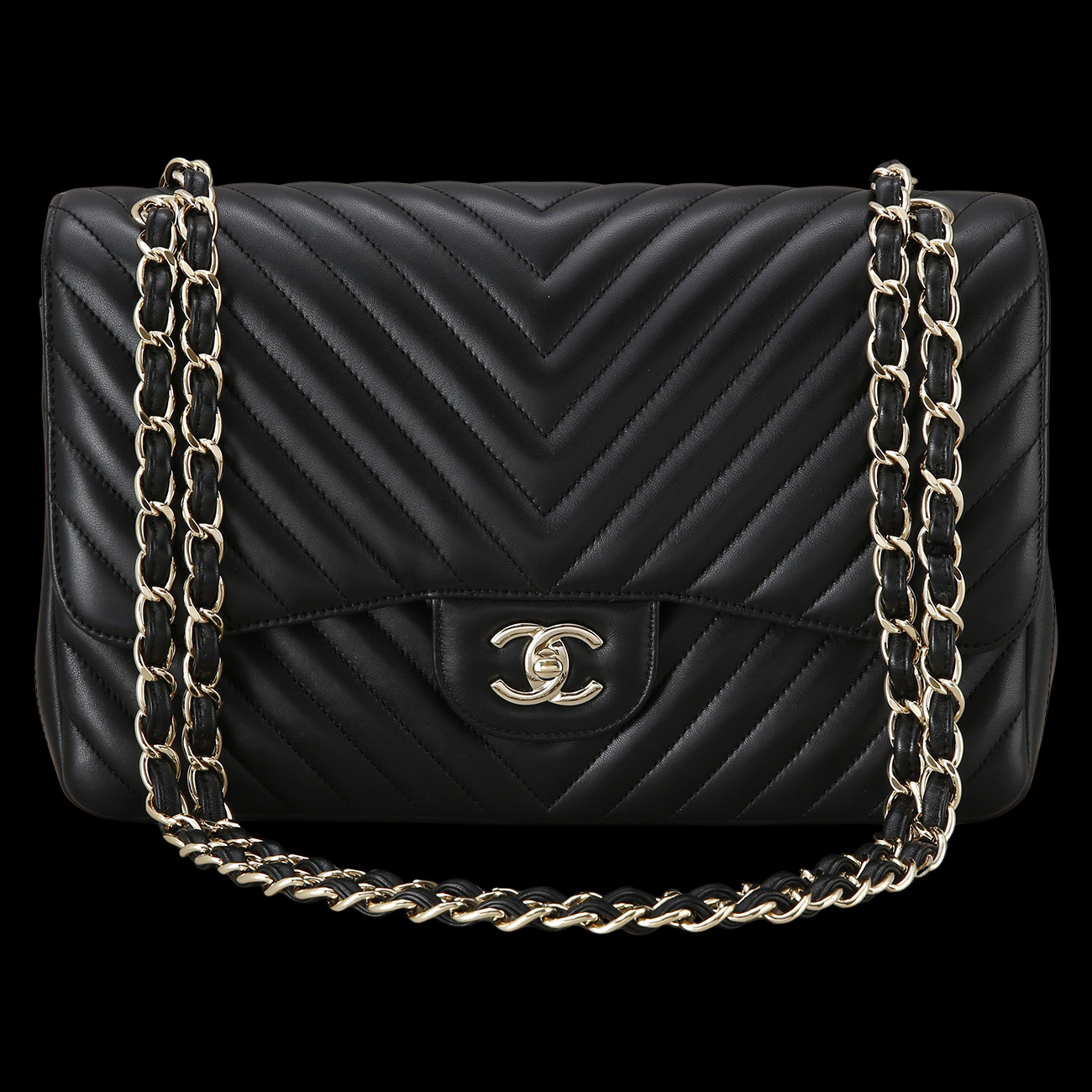 CHANEL(USED)샤넬 램스킨 클래식 쉐브론 라지백