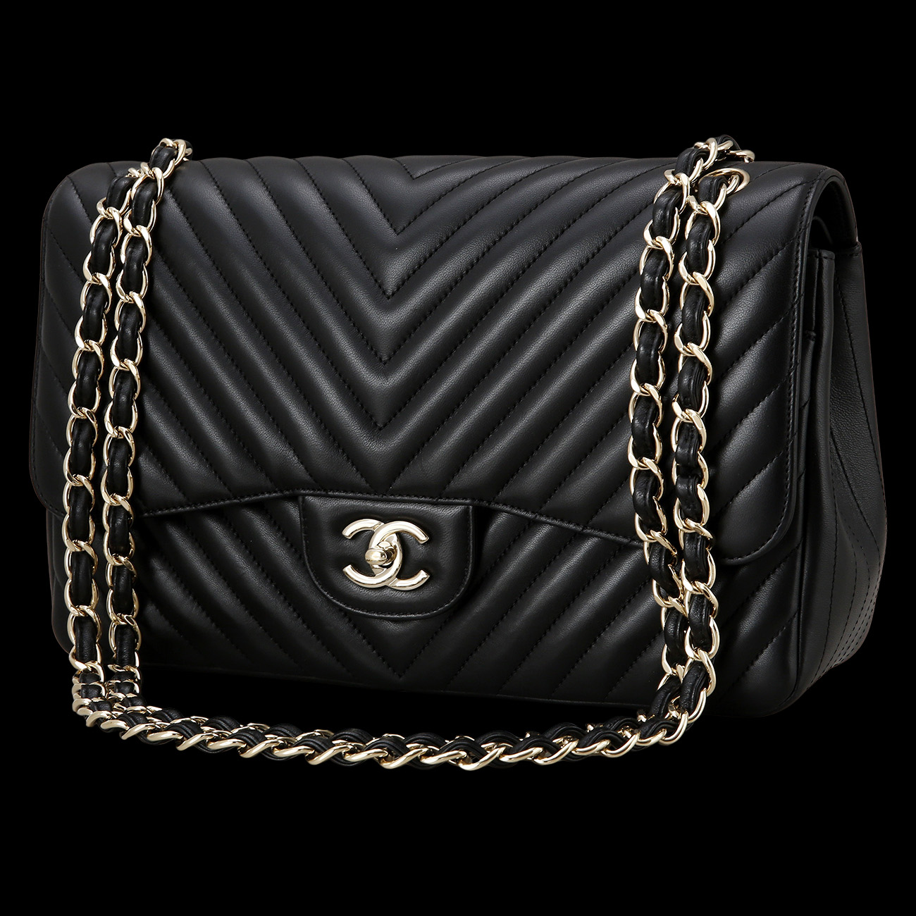 CHANEL(USED)샤넬 램스킨 클래식 쉐브론 라지백