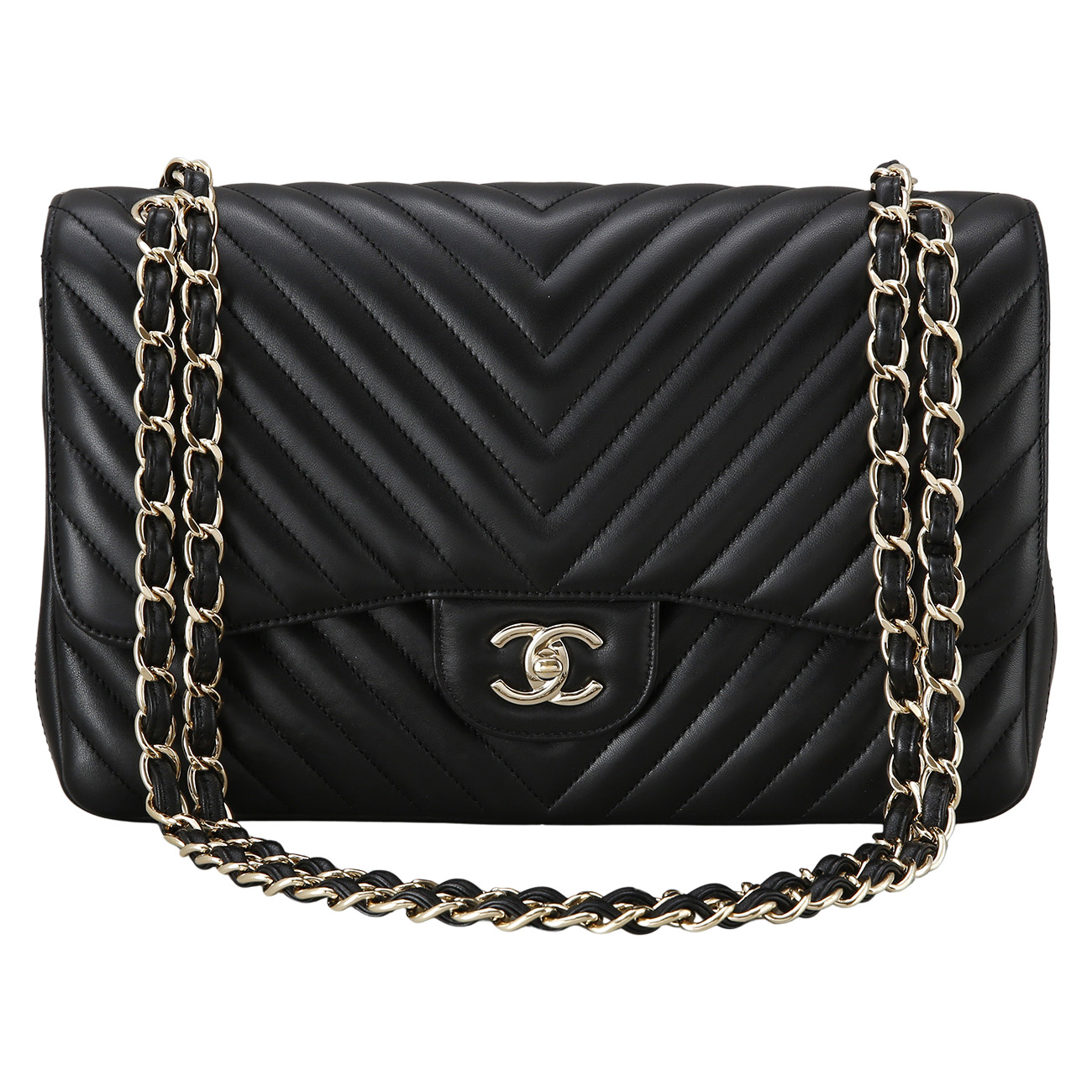 CHANEL(USED)샤넬 램스킨 클래식 쉐브론 라지백