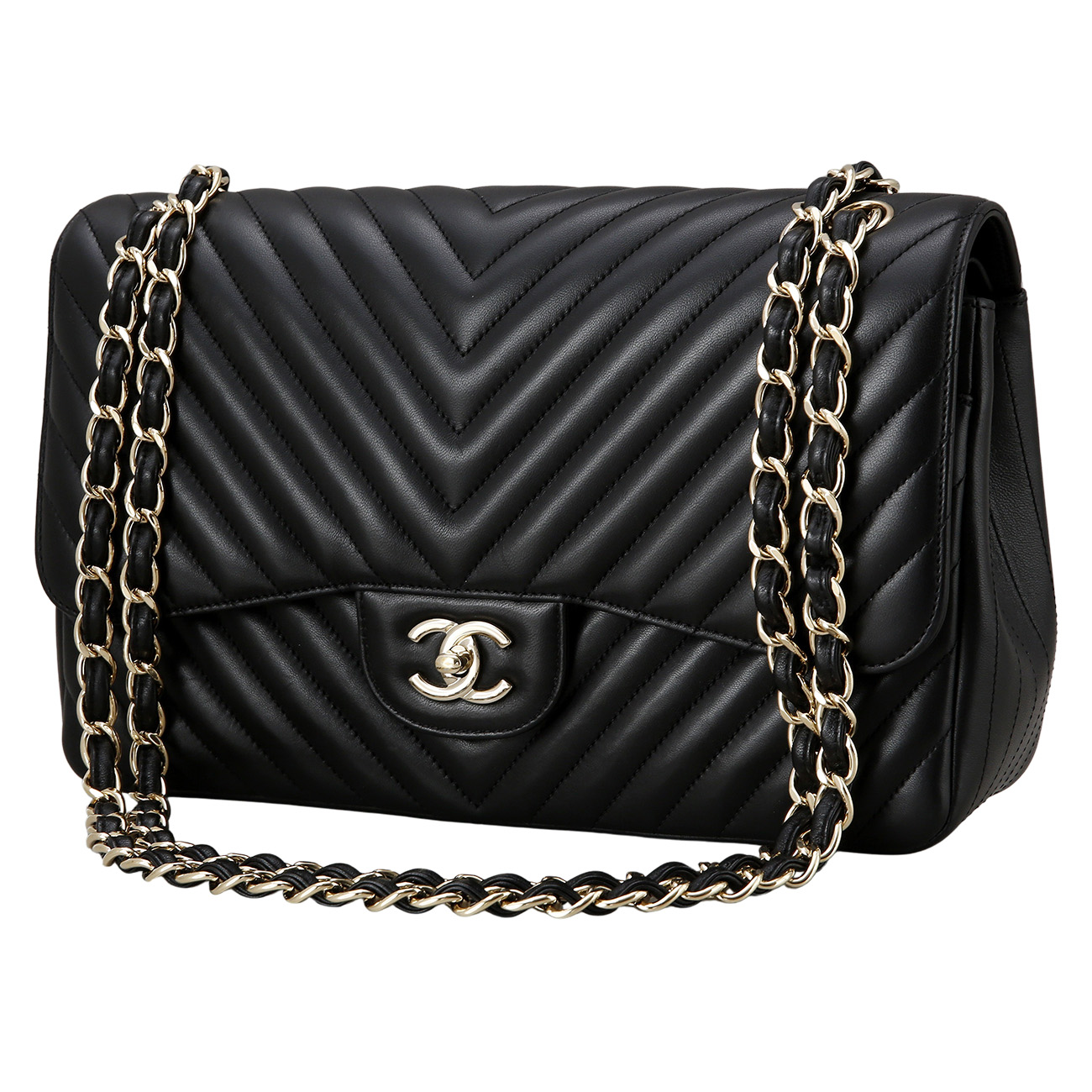 CHANEL(USED)샤넬 램스킨 클래식 쉐브론 라지백